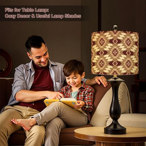Cowboy Lampshades Western Lamp Shades Boho 1 Pack Geometric art American native Ethnic South Western design Light Shade for Table Lamps Floor Lamps Drum Lamp Shades Lampshade Replacement