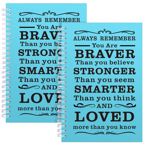 2 Pcs A5 Spiral Notebook,Inspirational Journal,Motivational Journal for Women Men,100 Pages Lined Spiral Journal Notebook College Ruled Daily Diary for School,Travel,Business,Work (Always-Light Blue)