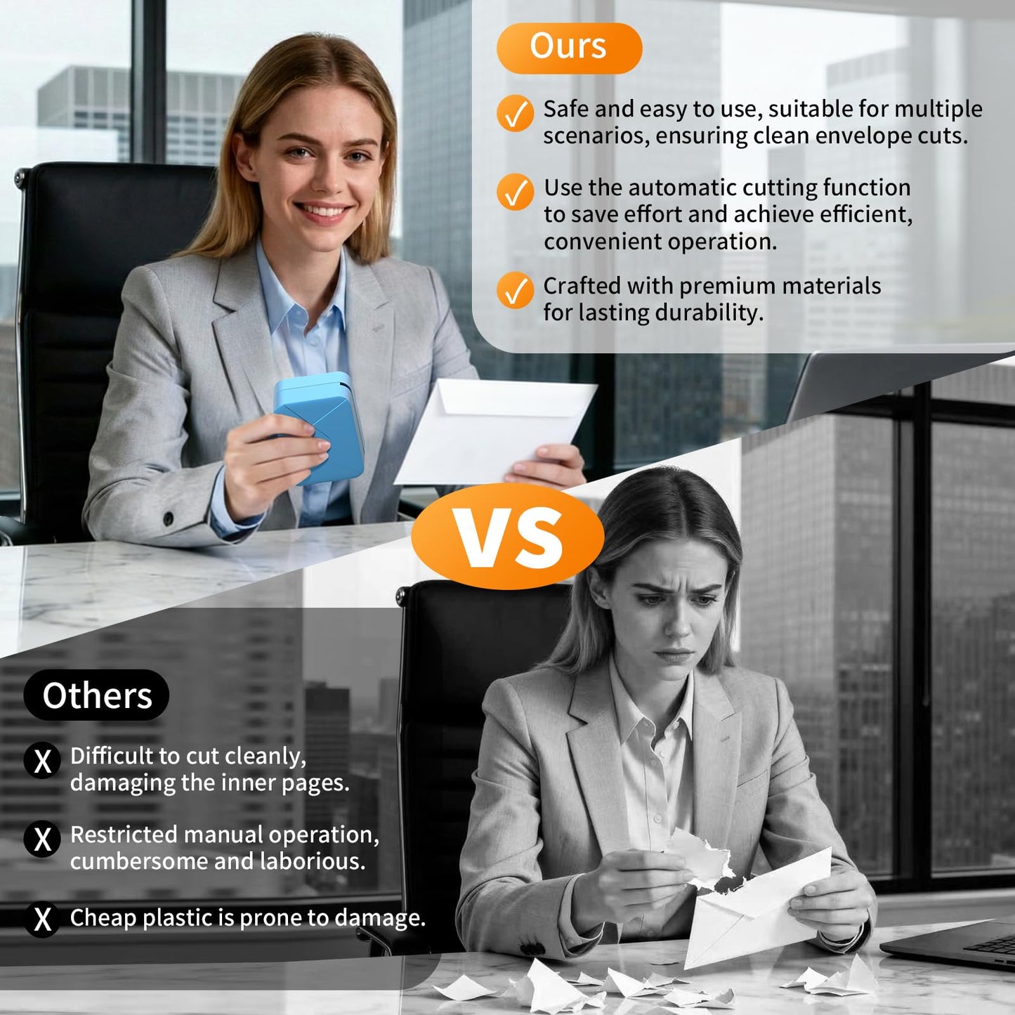 PYRODUM Rechargeable Electric Letter Opener – Automatic Envelope Slitter with Safe Hidden Blade, 1500 Cuts per Charge, Portable Mail Opener for Office Home Desk, Elderly Friendly, No Battery Needed