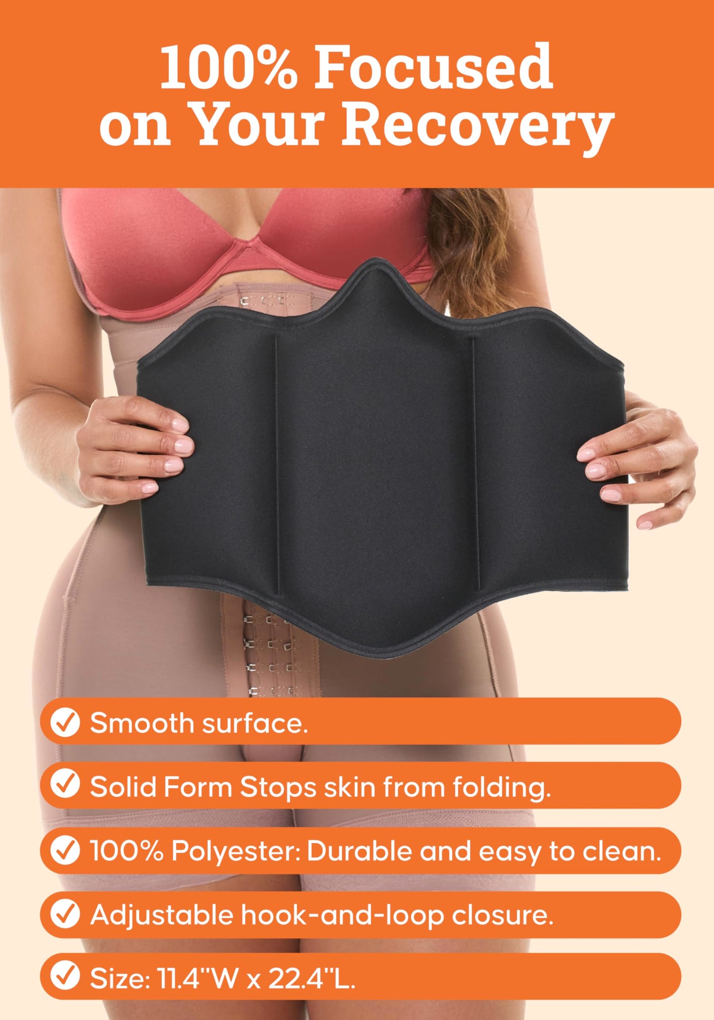 BE SHAPY 360 Lipo Foam Wrap Around Ab Board | Lipo Boards Post Surgery 360 | Tummy Tuck Recovery Must Haves Black