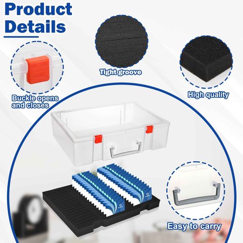 Foam Name Badge Holder with case (Holds 48 Badges) Foam Name Badge Holder Tray ID Badge Tray Organizer Clear Name Tag Holders for Desk Office School