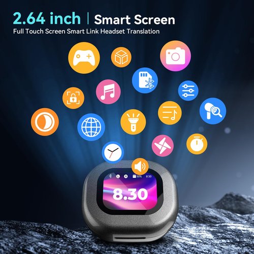 Fervidus AI Language Translation Earbuds, LCD Touch Screen OWS Real-Time Translator for 144 Languages, Headphones Translation Device Ideal for Travel Business Learning