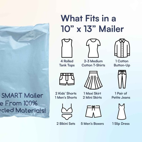 100 Count, 10x13 inch 100% Recycled Poly Mailers Eco Friendly Packaging Envelopes Supplies Mailing Bags 2.5 Mil Thick - SMART Mailer