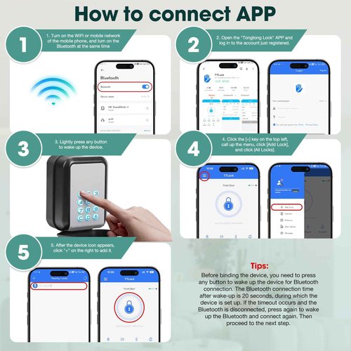 Thlevel Smart Key Lock Box Electronic Bluetooth Lock Box with APP Control & PIN Code Types,Share eKey Wall Mounted Lock Box for Airbnb Realtor House Office