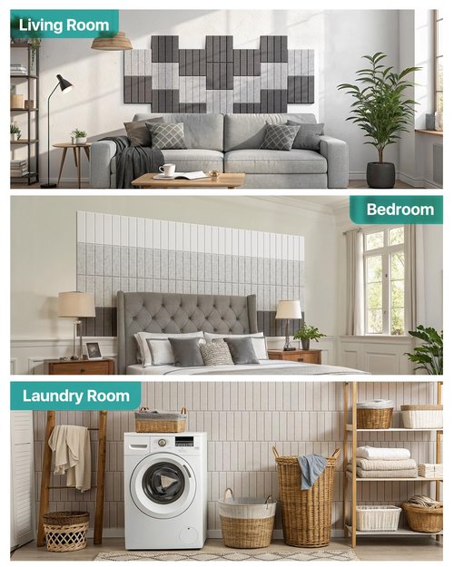 12 Pack Sound Proof Foam Panels for Walls, Self-Adhesive Acoustic Panels Sound Absorbing, 12" X 12" X 0.4" High Density Soundproof Wall Panels Tiles for Door, Ceiling, Home Office, White