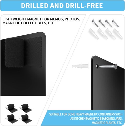Magnetic Board by [Brand Name] - 17.7" x 11.8" Black Metal Bulletin Board for Photos, Notes & More