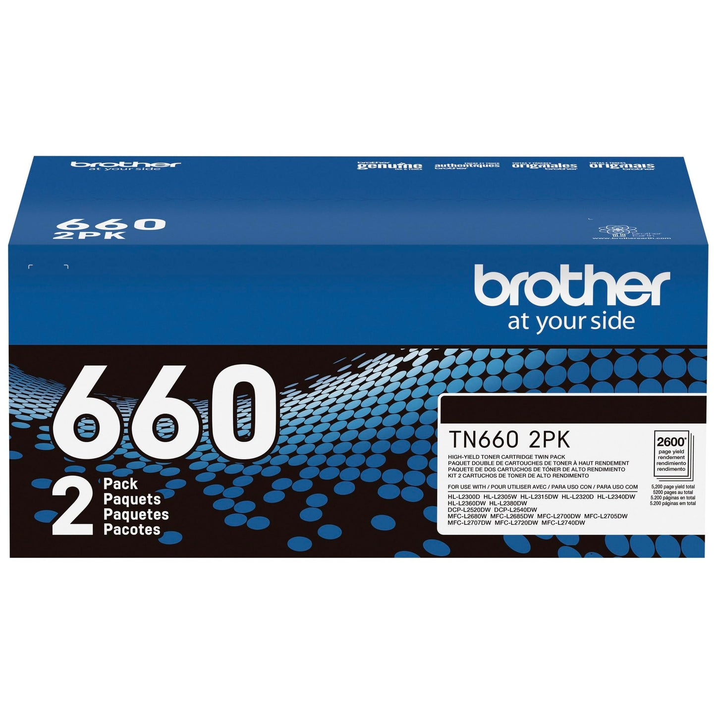 Brother Genuine High-Yield Black Toner Cartridge Twin Pack TN660 2PK (TN6602PK)