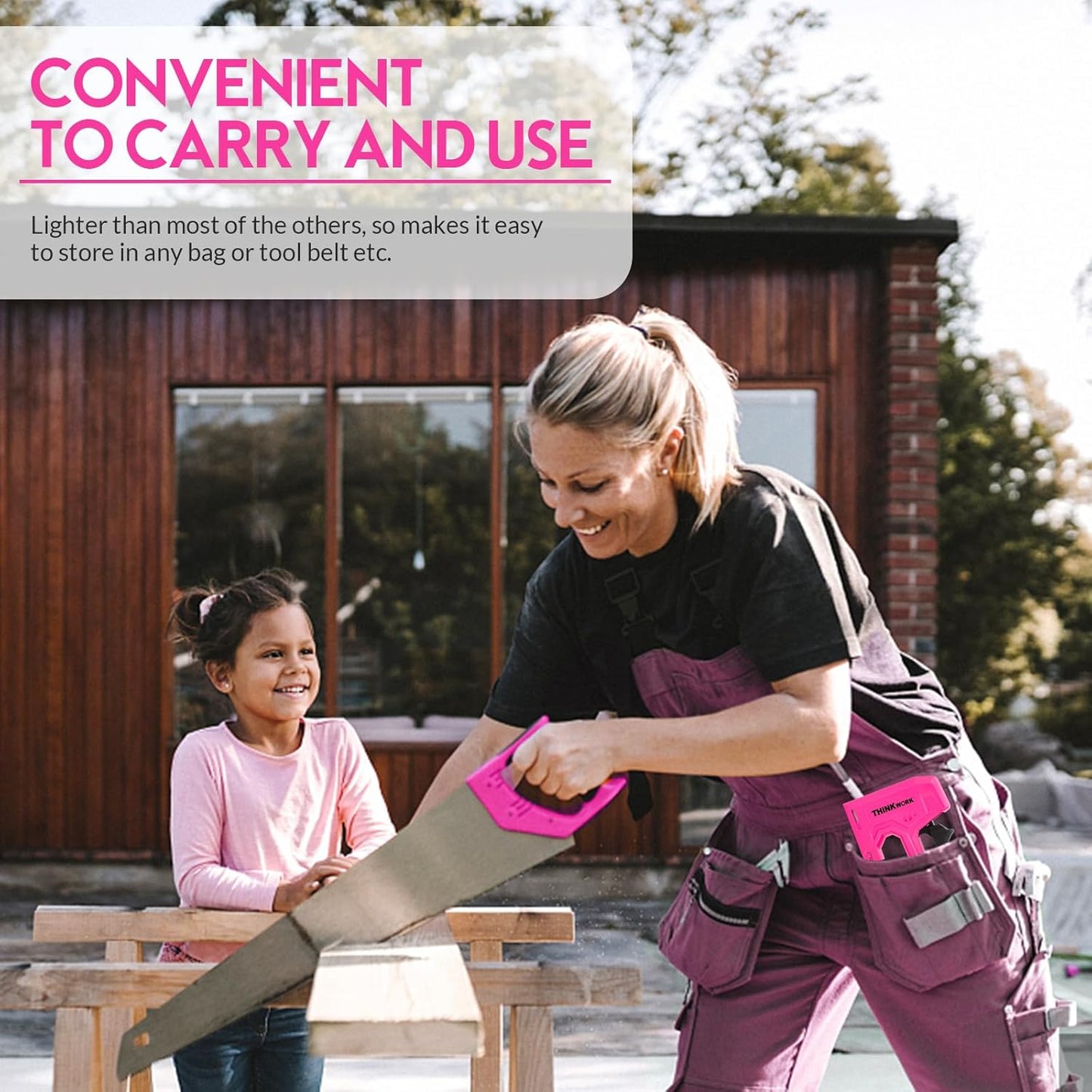 THINKWORK Light Duty Staple Gun - Pink Upholstery Stapler with 1600 JT21 Staples & Remover | Ideal for Crafts & DIY Projects