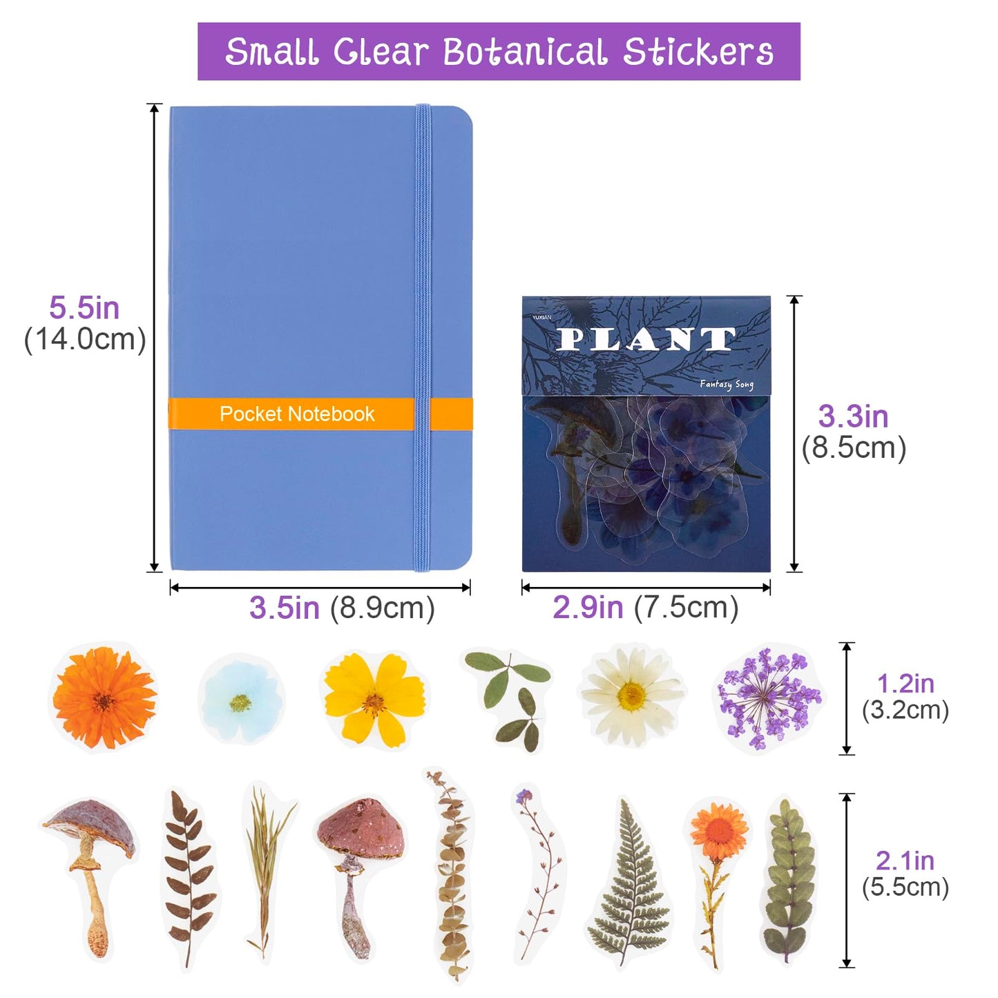 NOGAMOGA 320 PCS Natural Vintage Flower Stickers, Small Floral Leaf Sticker Self-Adhesive Scrapbook Supplies for Journaling, Resin Art, DIY Crafts, Card Making