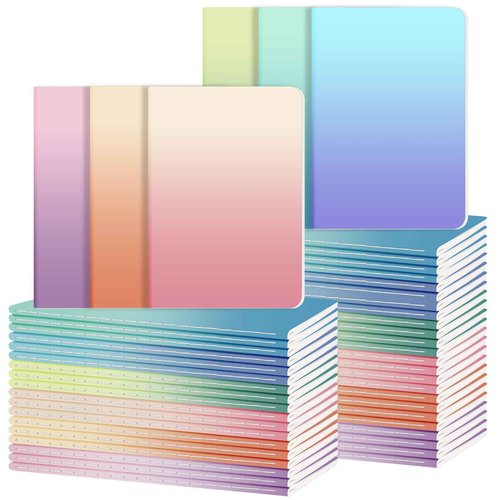 Ddaowanx Kraft Notebooks, Journals in Bulk, Lined Paper, 72 Pages, 36 Sheets, 80GSM, 8.3x5.5 Inch, A5 Size, Travel Writing Notebook for Office School Supplies (Lined-48pack, Gradient)