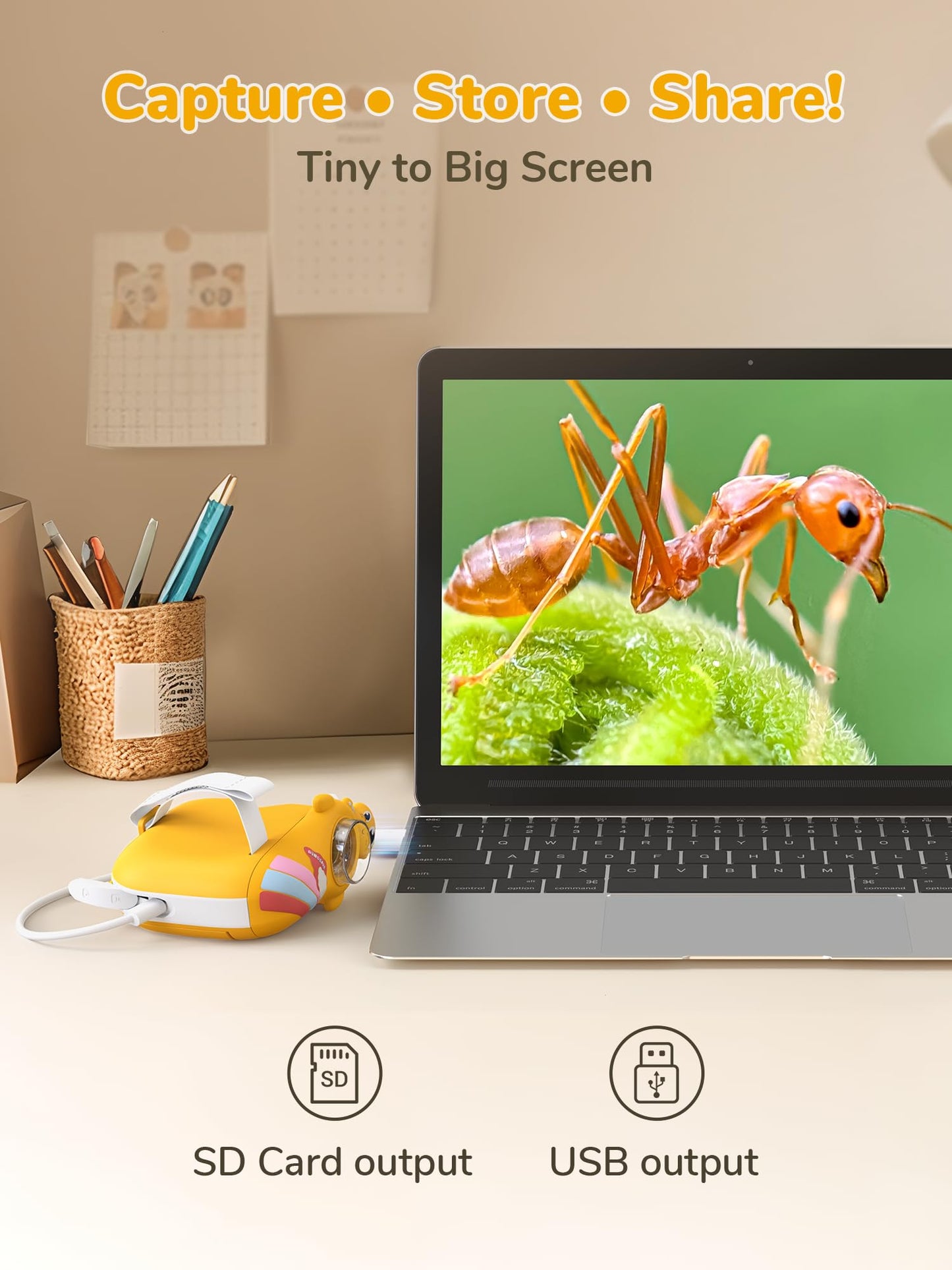 Think Buddy Digital Microscope for Kids - Handheld Pocket 1000X Zoom with 2" Screen Digital Kids Microscope, Portable Compact Body, for Education and Outdoor Activities