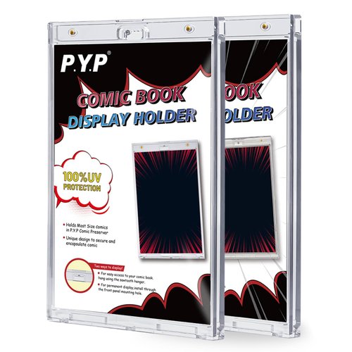 2ct Magnetic Comic-Book Display Cases - Crystal Clear One Touch Comic Book Holders, UV Protection Comic Book Slab Protectors, Premium Wall Mountable Comic Book Protective Holders, Fits Most Comics