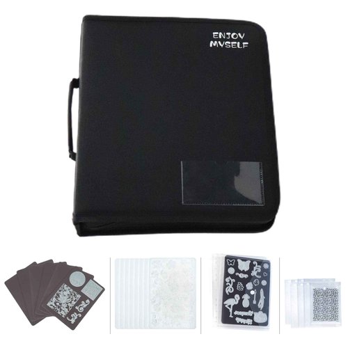 Enjoy Myself Stamp and Die Cut Storage Bag with Pockets,Rubber Magnetic Sheets and Clear Stamp Storage Panels