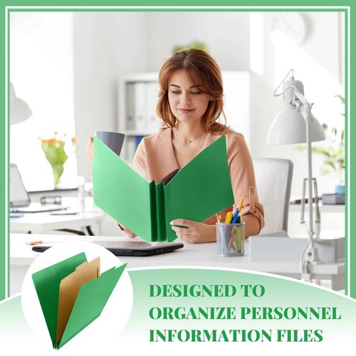 Skyygemm 36 Pcs Classification Folders Letter Size, 1 Divider Pressboard File Folder with Fasteners, Expanding File Organizer Bulk for Teachers, Clergy, Office, Church, Christmas Donations (Green)