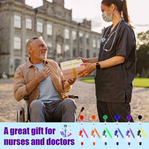 Dunzoom 240 Pcs Nurse Pen Set Back to School Gift Include Retractable Shuttle Pens Mini Tip Highlighters Marker Pens Badge Clips Appreciation Gifts for Nursing Assistant Student School Staff