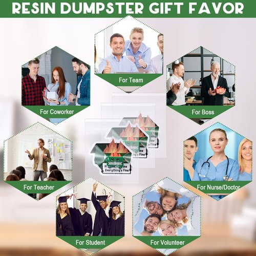 CroBlissful 30 Set Dumpster Desk Accessories for Back to School Gifts, Thank You Mini Emotional Support Resin Dumpster Ornament Appreciation Gift with Cards for Employee Coworkers Team (Cute)