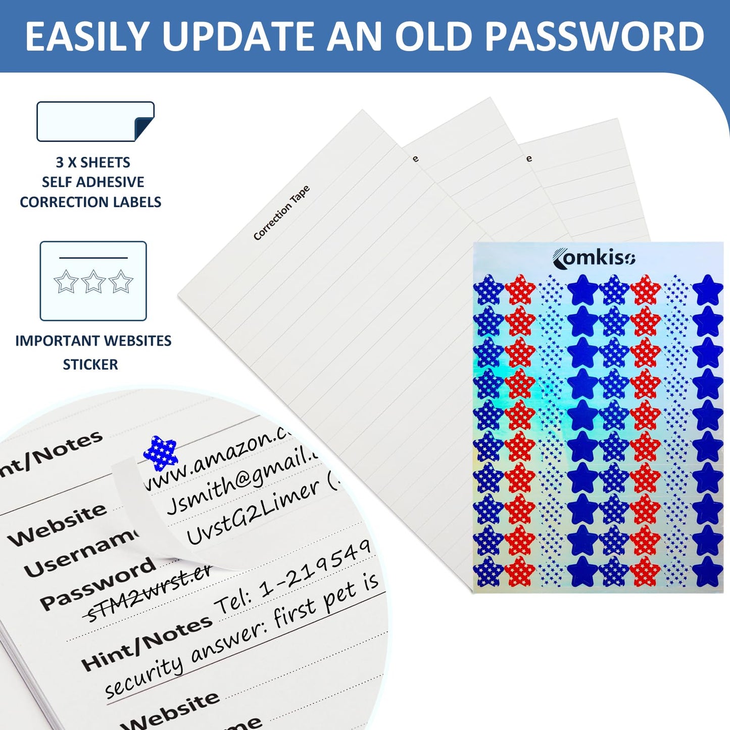 Comkiso Password Book with Individual Alphabetical Tabs Laminated, Large Print Password Keeper Book for Seniors, A5 Hardcover Internet Password Log Book to Record Website Login Details - Bloom