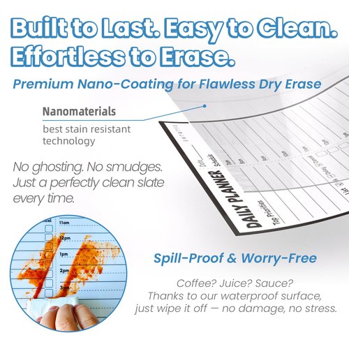 JJPRO Reusable Desktop Daily Hourly Planner with Stand,Reusable Desk Hourly Notepad,Hourly Dry Erase Board with Stand,11"x 8.5"Desk Hourly Planner with Detachable Engineered Wood Stand for Office, Home