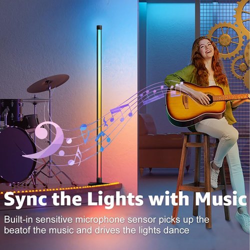 RGB LED Floor Lamp by [Brand Name] - 63-Inch Smart Corner Light with Music Sync & Remote Control