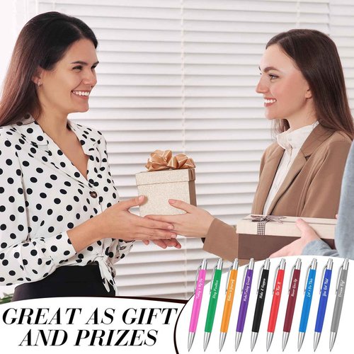 Gueevin 200 Pcs Inspirational Pens Employee Appreciation Gift Black Ballpoint Ink Funny Motivational Thank You Pens Bulk for Office Worker Teacher Women Men(Inspirational Style)
