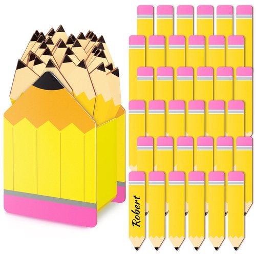 37 Pcs Pencil Flip Sticks with Storage Jar Flip Pencil Designed Name Sticks for Back to School Supplies Educational and Learning Activities