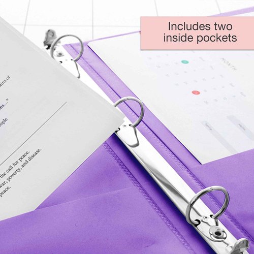 BAZIC Products 3 Ring Binder 1.5" Economy View Binders Organizer - Purple, Round Ring, Hold 280 Sheets Paper, for School Office Home, 12-Count