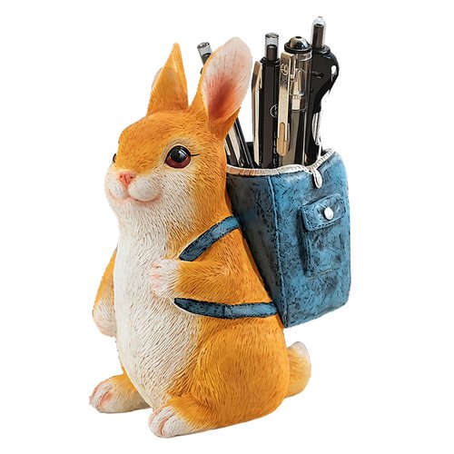 Photour Resin Rabbit Pen Holder, Pencil Holder for Desk, Unique Bunny Decor for Home Office Desk Accessories Funny Rabbit Gifts for Women, Moms or Kids