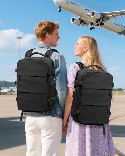 bergsalz Vacuum Backpack Travel With Pump,Mochila De Viaje Compresion Al Vacio,Personal Item Travel Backpack With Vacuum System,Large Carry On Vacpack Backpacks For Women Men,Black