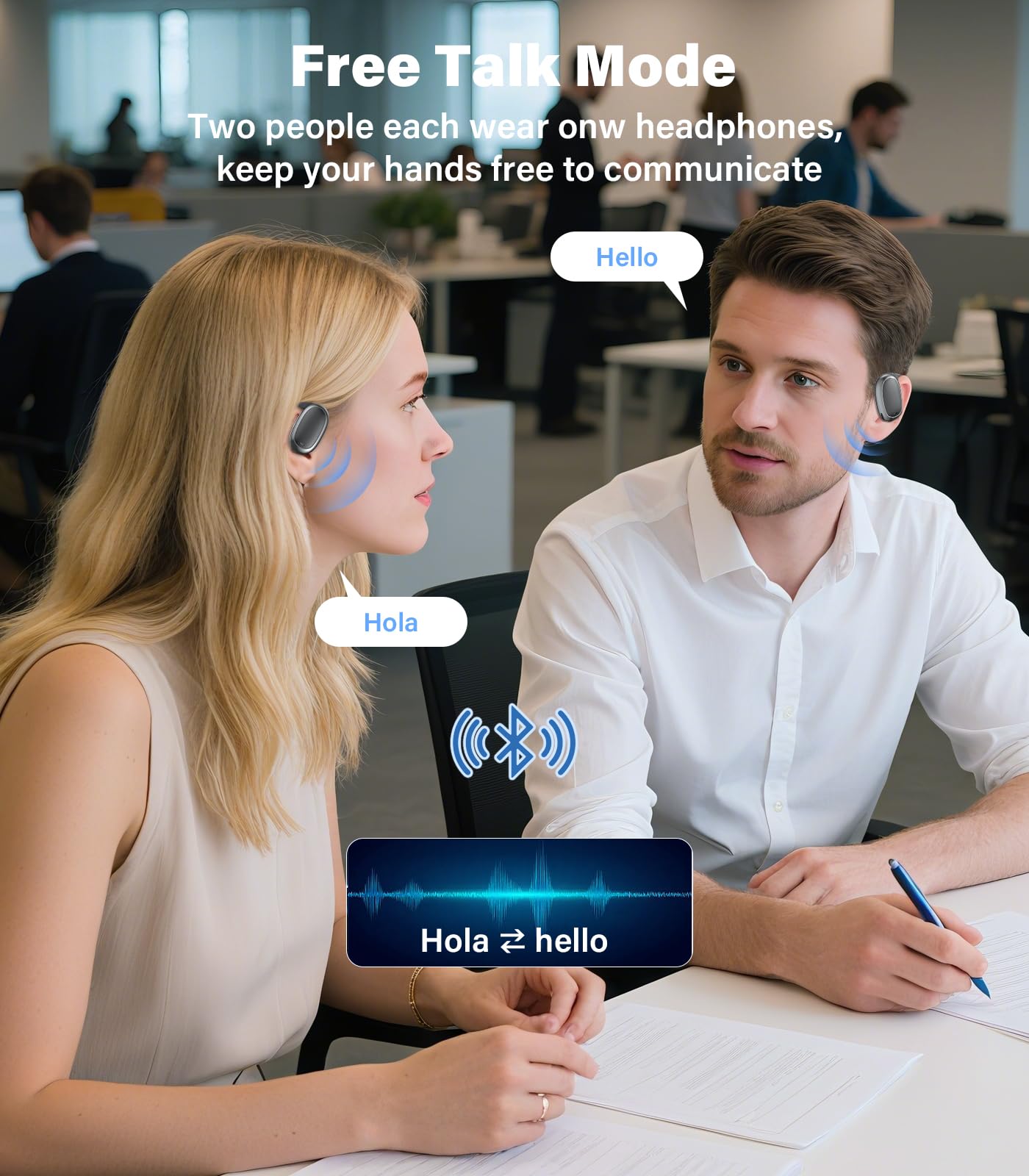 Vilupvie 156 Languages Real-Time Translation Earbuds, 0.5s Instant AI Voice Translator with 60H Playtime, Open-Ear Bluetooth Headphones, Zero Subscription Fee for Business, Travel & Learning