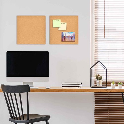 Aitakatta 12x12 Cork Board Tiles Bulletin Board, 1/2" Thick Small Square Cork Boards for Walls, Self-Adhesive Cork Tiles for Home, Office, School, Bulletin Board Decorations(12mm,12pc)