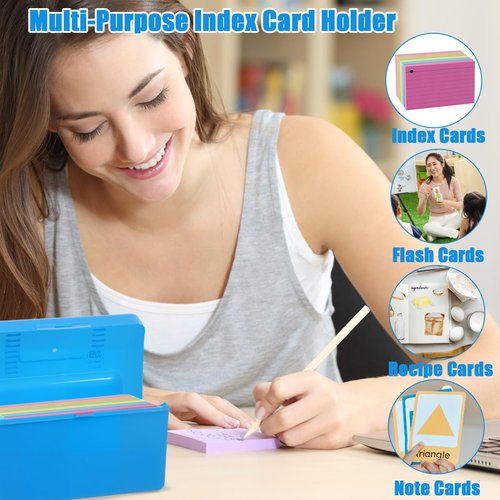 Retainbre 12 Pack Index Card Box 3x5 Flash Card Holder Perfect for Recipe Organizer Case Note Card Storage(6 Colors)