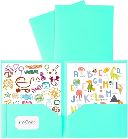 Aegero Plastic Folders - Durable 2-Pocket File Folders with Business Card Slot | 7 Pack, Sakura Pink
