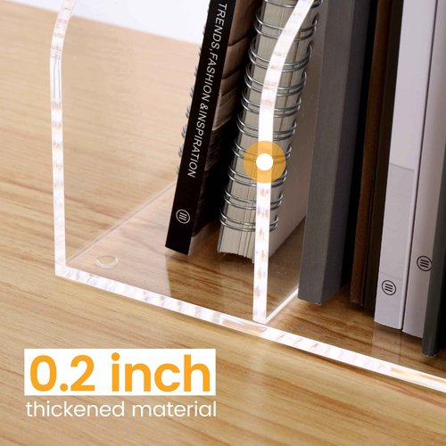 HeZone Desk File Organizer, Acrylic Magazine File Holder with 3 Vertical Compartments Rack File Sorter for Office Home Classroom Desk Organization, Clear…