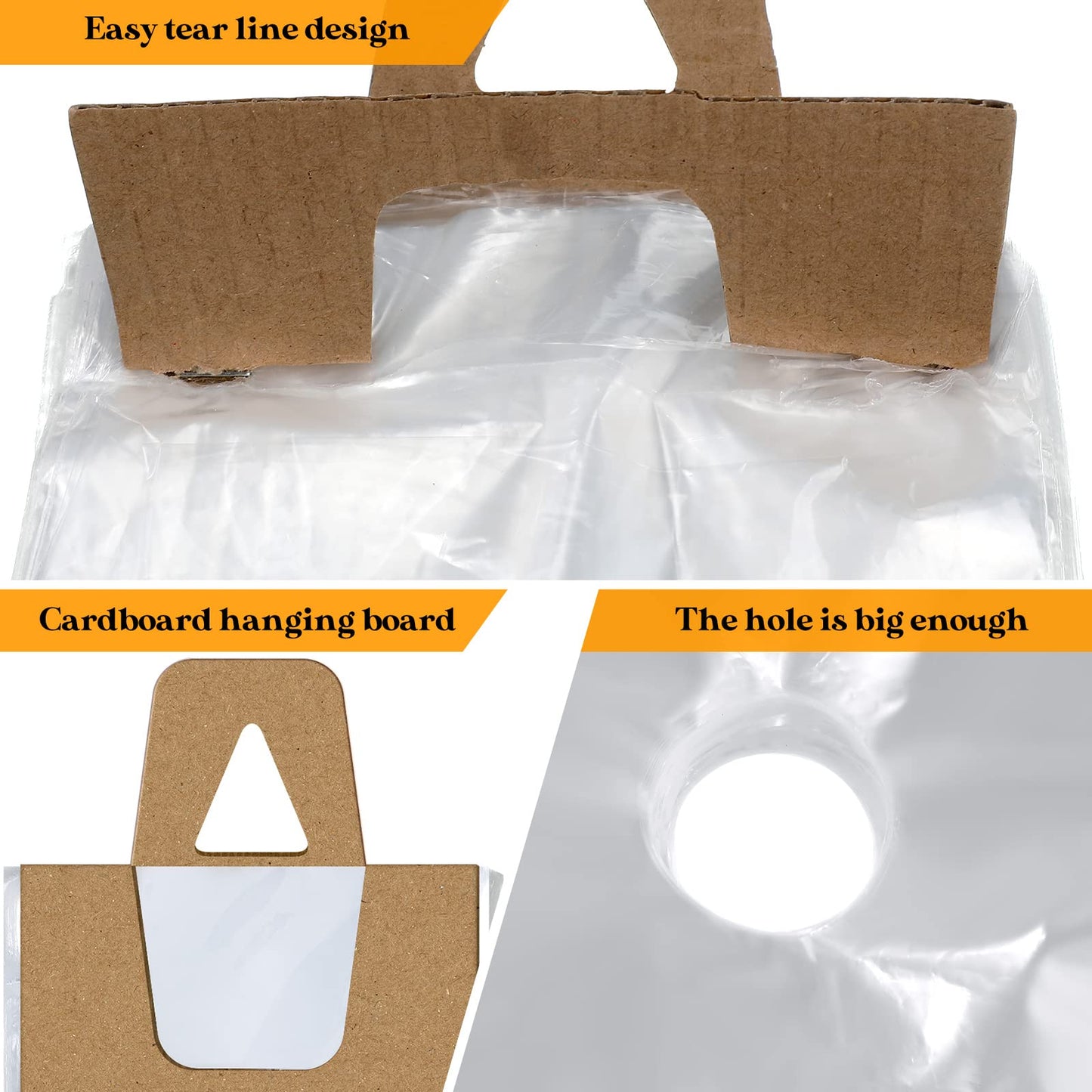 Henoyso 1000 Pcs Door Hanger Bags Plastic Clear Door Knob Hanger Bags Waterproof Poly Newspaper Packets Bulk Flyers Brochures Notices Printed Materials (6 x 12 Inch)