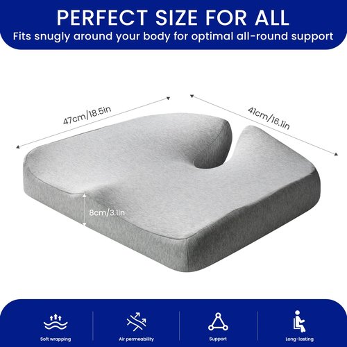Extra Large Memory Seat Cushion,Multifunctional for Office or Driving Use,Back and Tailbone Relief,for Car, Travel, Office, Wheelchair(21.5 * 17.7 * 4 inches)