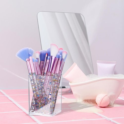 Ubamdom 10 Pack Clear Acrylic Pen Holder Makeup Brush Holder Desktop Pencil Organizer Acrylic Pencil Cup Stationery Organizer Accessory for School Makeup Desk Office Pen Storage