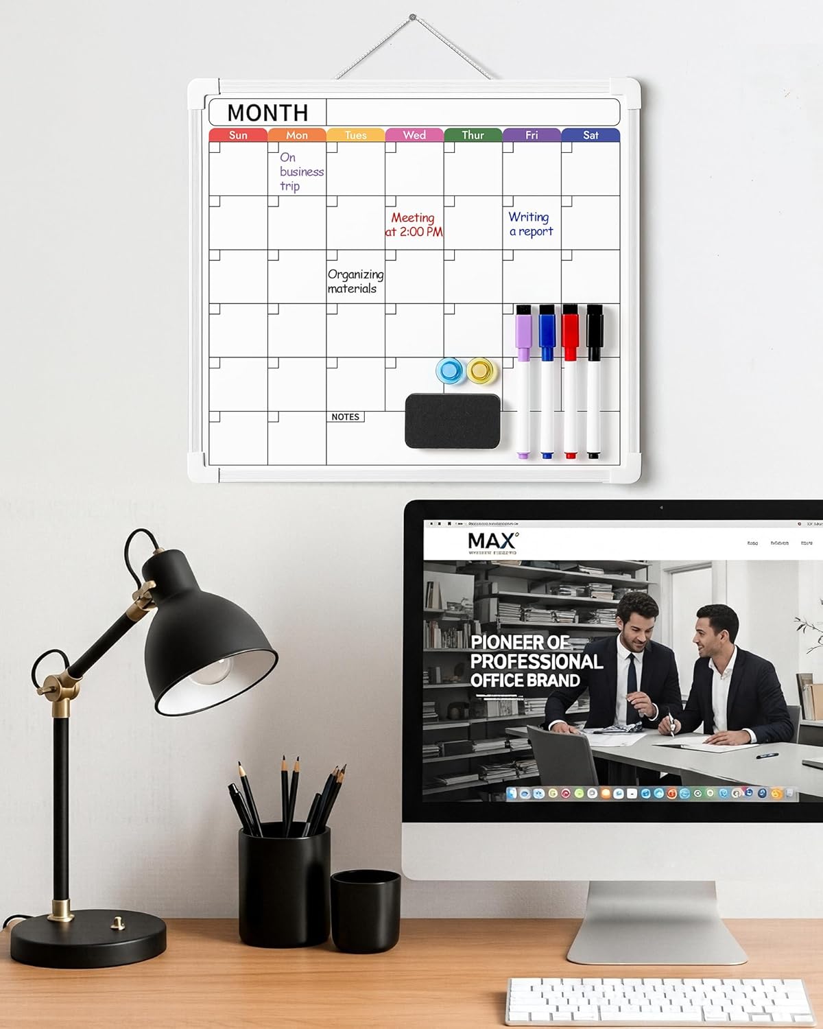 VITEVER Double-Sided Calendar Whiteboard - Monthly Planner & Memo Board for Home, Office, Kitchen
