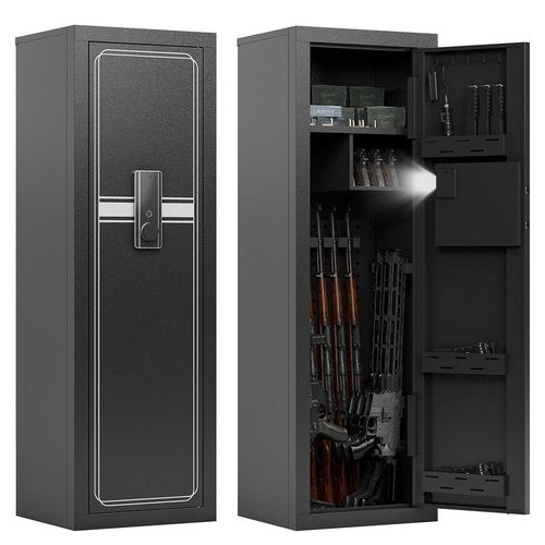 Xyvaly 13-15 Biometric Gun Safe for Rifles and Pistols Fingerprint Gun Safe with Adjustable Gun Racks Gun Safes for Rifles with Adjustable Shelves Heavy Duty Rifle Safes for Home