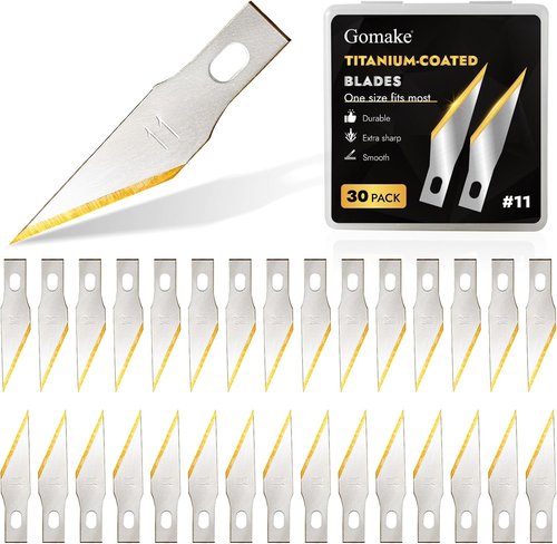 Gomake Exacto Knife Blades - #11 Titanium Coated Replacement Blades for Precision Cutting | 30 Pack