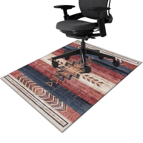 Office Chair Mat for Hardwood & Tile Floor 48"x60",Classic Southwestern Medallion Computer Chair Mat for Rolling Chairs Carpet,Western Aztec Under Desk Non Slip Gaming Rug Rubber Backing Protector Mat