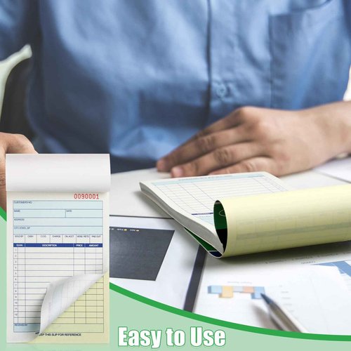 Lincia 34 Pads Sales Order Books 2 Part Carbonless (White/Canary Yellow) Receipt with Carbon Copies Cover Receipt Form Invoice 50 Sets Per Book (4.18 x 7.2 Inch/ 10.6 x 18.3 Cm)
