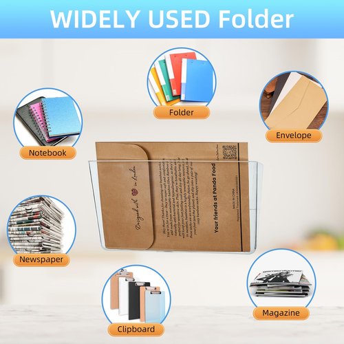 Segulah Hanging Wall File Organizer 4 Pack, Single Pocket Wall Mount File Holder Mail Organizer Wall Mounted Paper Organizer Mail Holder for Office Classroom Organization