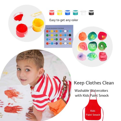 NNHOM Mini Canvas and Easel Set for Painting,96 Pcs Full Small Canvas Kit,with 12 Sets Art Canvas/Wood Easels/Watercolor Paints/Bags/Aprons,for Kids Sip & Paint Party & Beginner Supplies