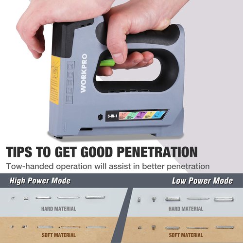 WORKPRO 5 in 1 Cordless Staple Gun, 3.6V Rechargeable Electric Stapler with 2000 Staples and Nails, Upholstery Staple Gun for Wood, Furniture, Office, and DIY Projects