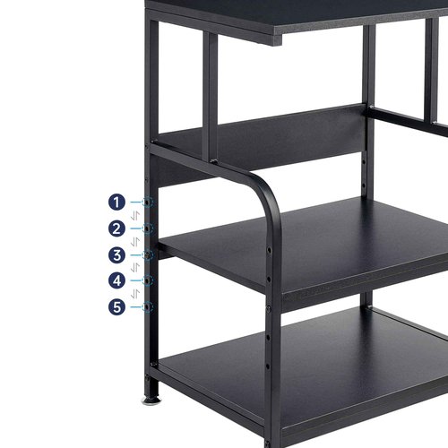 Fannova Printer Stand, 3 Tier Printer Table with Height Adjustable Storage Shelf, Rolling Printer Cart with Wheels for Home Office Organization, Black