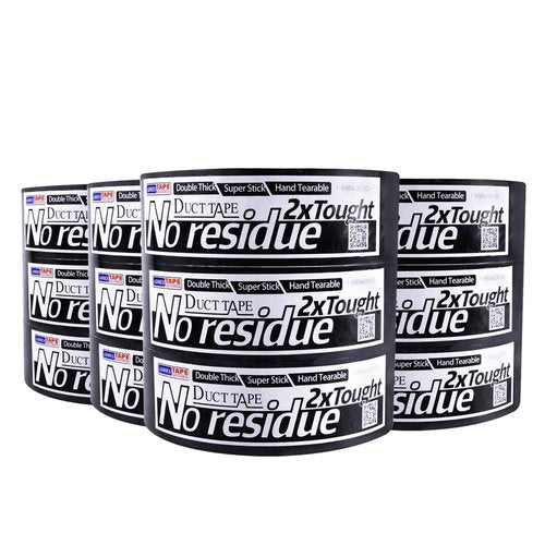 ADHES Duct Tape Heavy Duty Waterproof, 12 Rolls x 1.88 Inch x 105 Feet (35YD) Strong Adhesive & No Residue Black Duct Tape Duck Tape for Indoor & Outdoor Repairs, Industrial, Professional Use