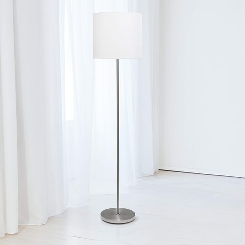 Simple Designs LF2004-WHT-LB 57" Traditional Brushed Nickel Stick Floor Lamp with White Shade for Living Room, Hallway, Entryway, Bedroom, Office, with Feit LED Bulb Included