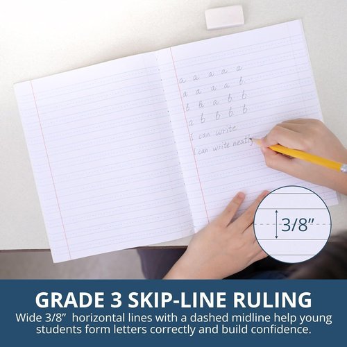 Roaring Spring Composition Book - Grade 3 Ruled, 50 Sheets, 9-3/4 x 7-3/4 Inches, Red