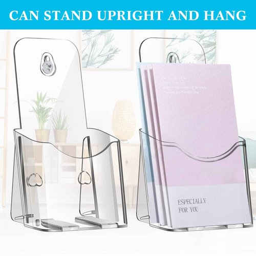 Youyole 30 Pieces Wide Acrylic Brochure Holders Plastic Flyer Display Stands Clear Literature Wall Mount Booklet Holder Brochure Rack Tabletop for Vendors Magazine Pamphlet Booklets Menu