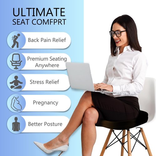Memory Foam Seat Cushion for Enhanced Comfort,Car Seat Cushion - Pillow Cushion with Cooling Gel, Extra Velvet Cover, and Peace Embroidery